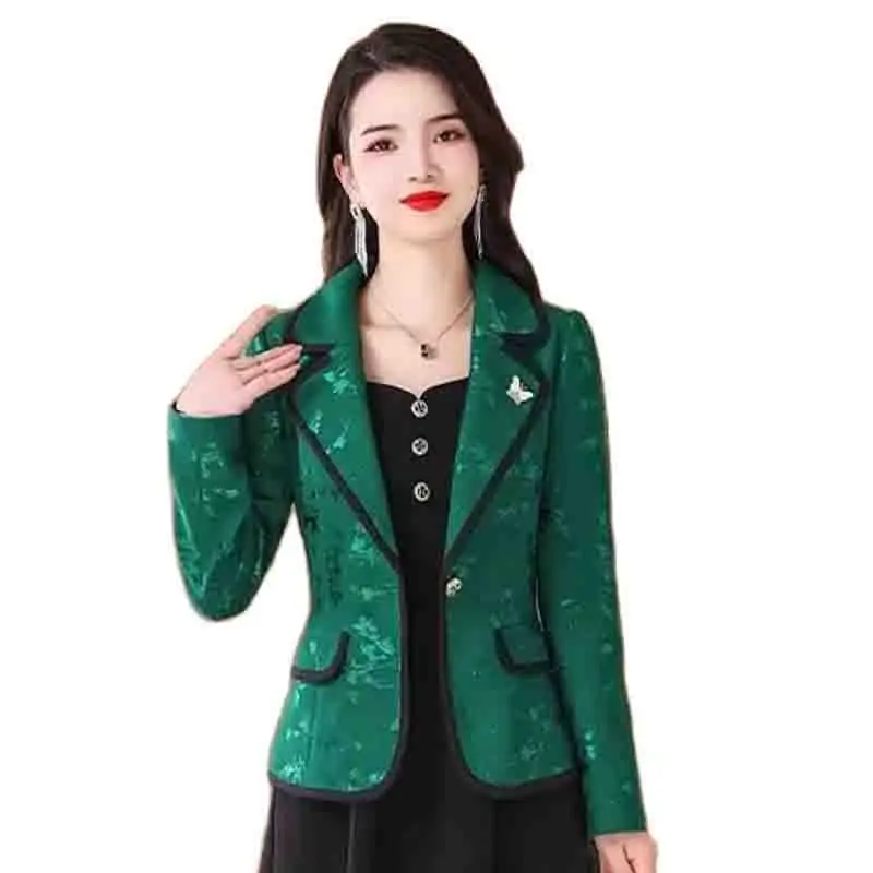 

High-End Blazer Women's 2023 New Spring And Autumn Suit Jacket Fashion Age-reducing Beautiful Temperament Printed Suit Jacket