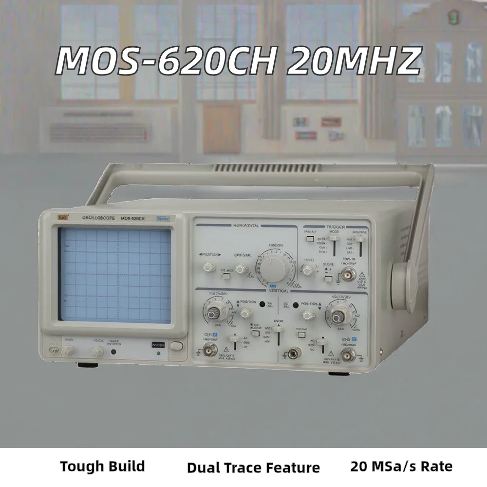NICE-POWER MOS-620CH 20MHz 1mA/div 8 Bit 20 MSa/s Analog Oscilloscope with Dual Trace and Analog Multimeter