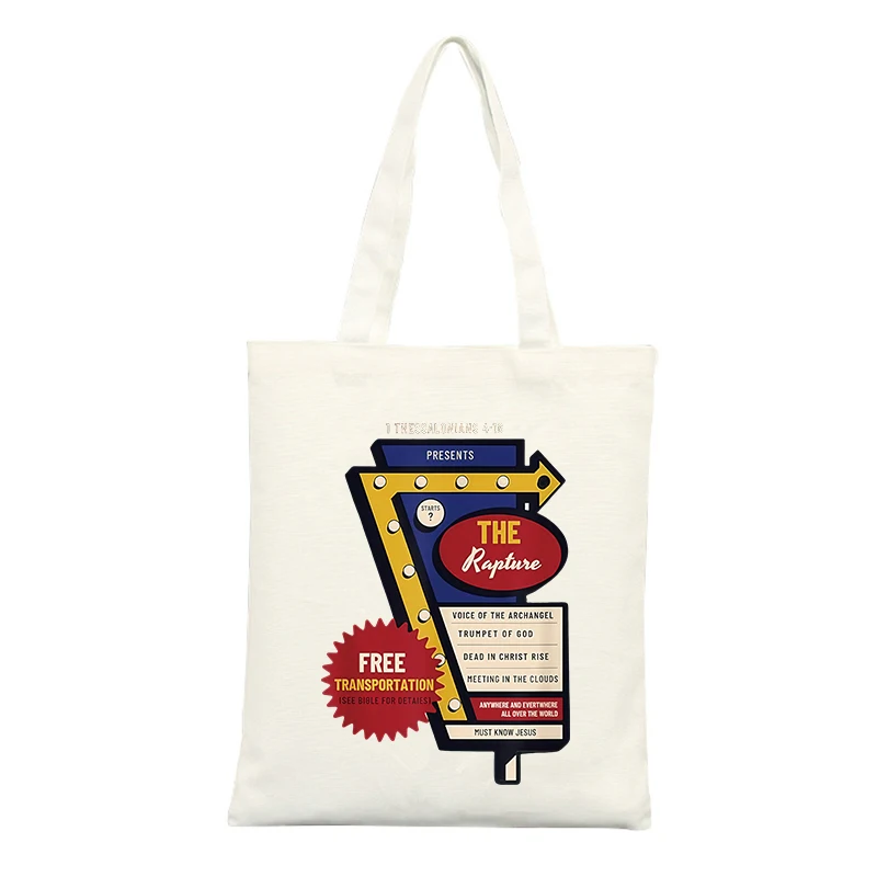 Canvas Tote Bag with Vintage Sign Graphic, Retro Style for Casual Shopping and Daily Use