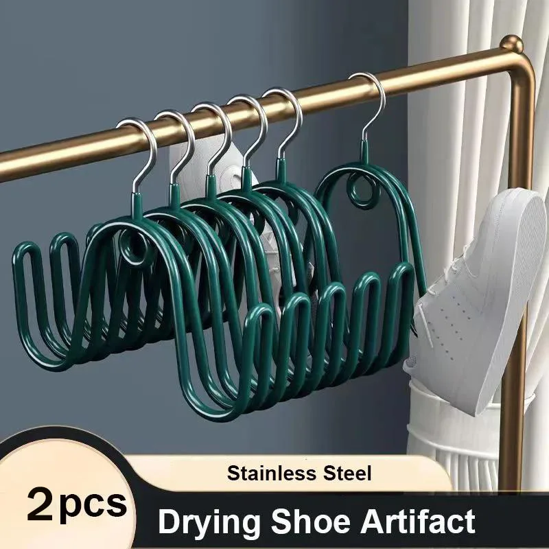 

2pcs Balcony Drying Shoe Rack Stainless Steel Shoe Hanger Hook Storage Home Wet Sock Shoe Organizer Tool High Quality