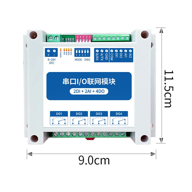 Modbus RTU I/O Network Tech RS485 Control avec port série 2DI + 2AI + 4DO MA01-AACX2240 4 Switch Output Watchdog pour PLC