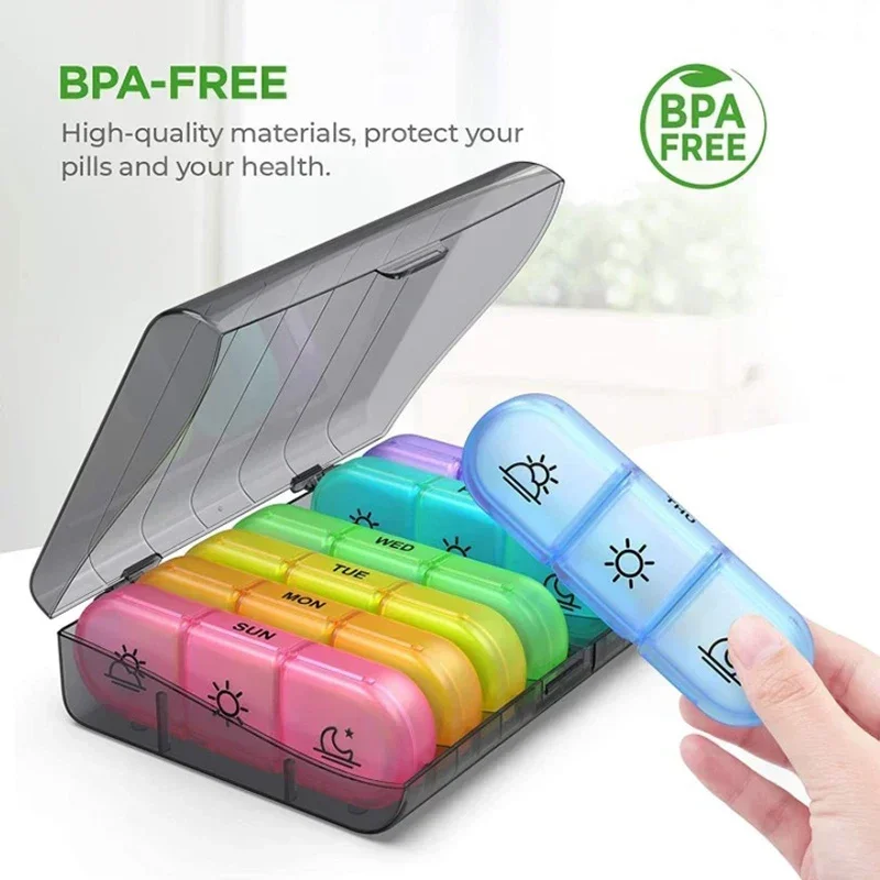 

7 Days Pill Medicine Box Weekly Tablet Holder Storage Organizer Container Case Pill Box Splitters Pill Case Organizer