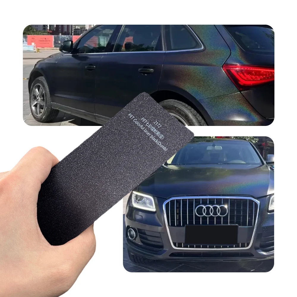 Matte Colorful Laser Black Full Car Wrap Vinyl PVC PET Auto Body Sticker Color Changing Film Roll Paint Protection 1.52X18M