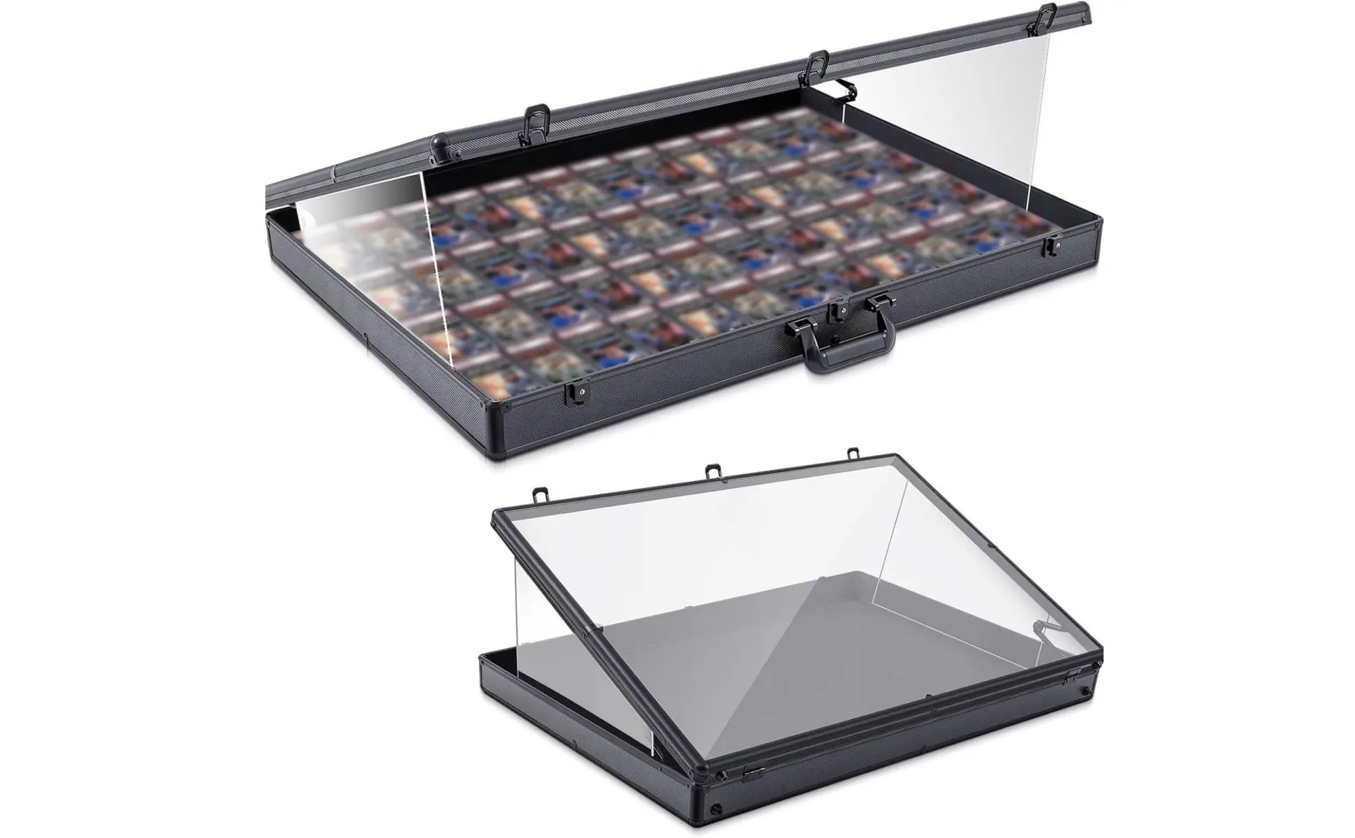 Lockable Collector's Briefcase Scuff-Resistant Lining Trading Card Display Case Aluminum Frame Display Box for Vendors