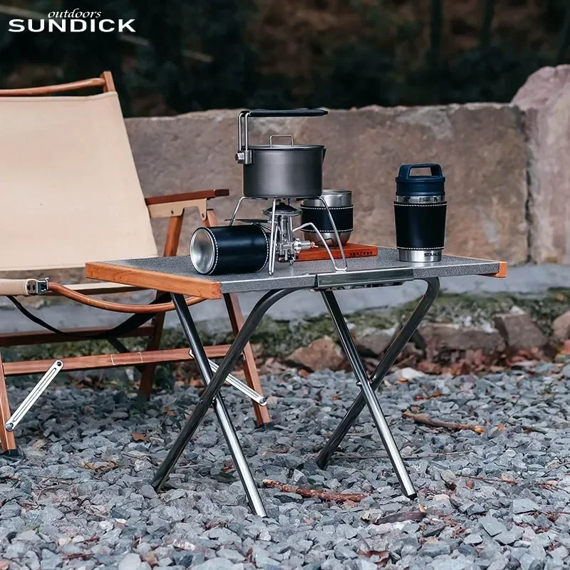 

Mountain Guest Outdoor Portable Storage Tea Picnic Camping Cooking Table, Portable Stainless Steel Folding Table
