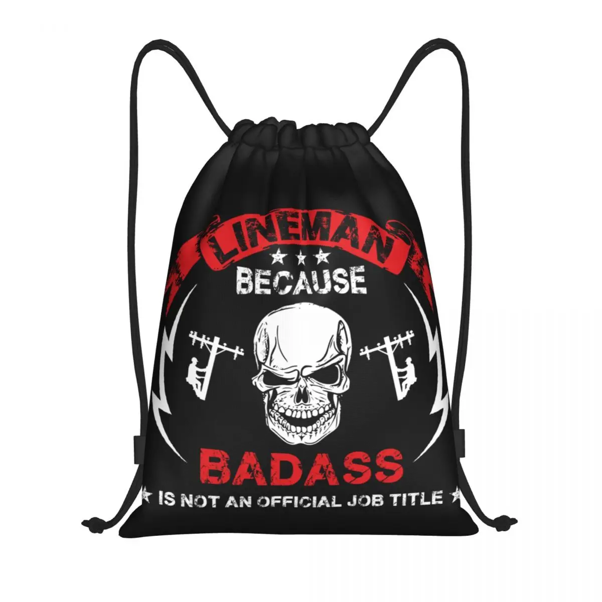 

Funny Lineman Quote Drawstring Backpack Sports Gym Bag for Women Men Electrician Engineer Training Sackpack