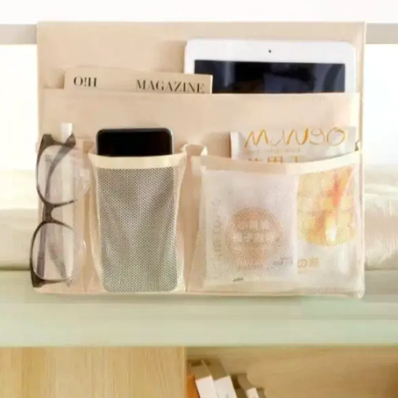 New Storage Basket Hanging Storage Rack Bed Remote Control Bookshelf Dormitory Storage Bag Stand With Hook Bedside Pocket