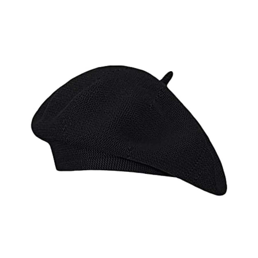 

Gllutt Summer Knitted Thin Beret Hat for Women Slouchy Hat French Style Loose Soft Solid Color