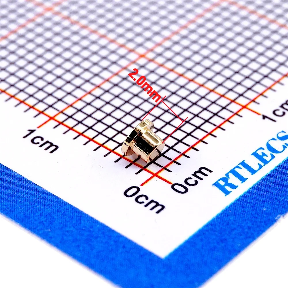10 100 Pcs Female Pogo Pin Flange Diameter 3.0 mm Height 2.0 mm Flat surface Circular Contact Pad Brass Gold plate connector