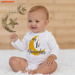 My First Ramadan Newborn Baby Bodysuit Infant Eid Long Sleeve Baby Jumpsuit Eid Boy Girl Ramadan Clothes Islamic Muslim Outfits