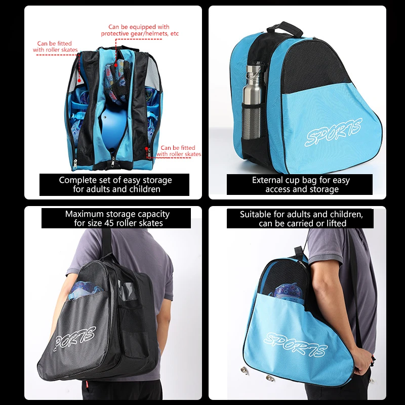 Bolsa portátil para patines, bolsa para patinaje sobre hielo de gran capacidad, bolsa transpirable para patines en línea para niños, bolsa de almacenamiento para patines, bolsa para zapatos de patinaje