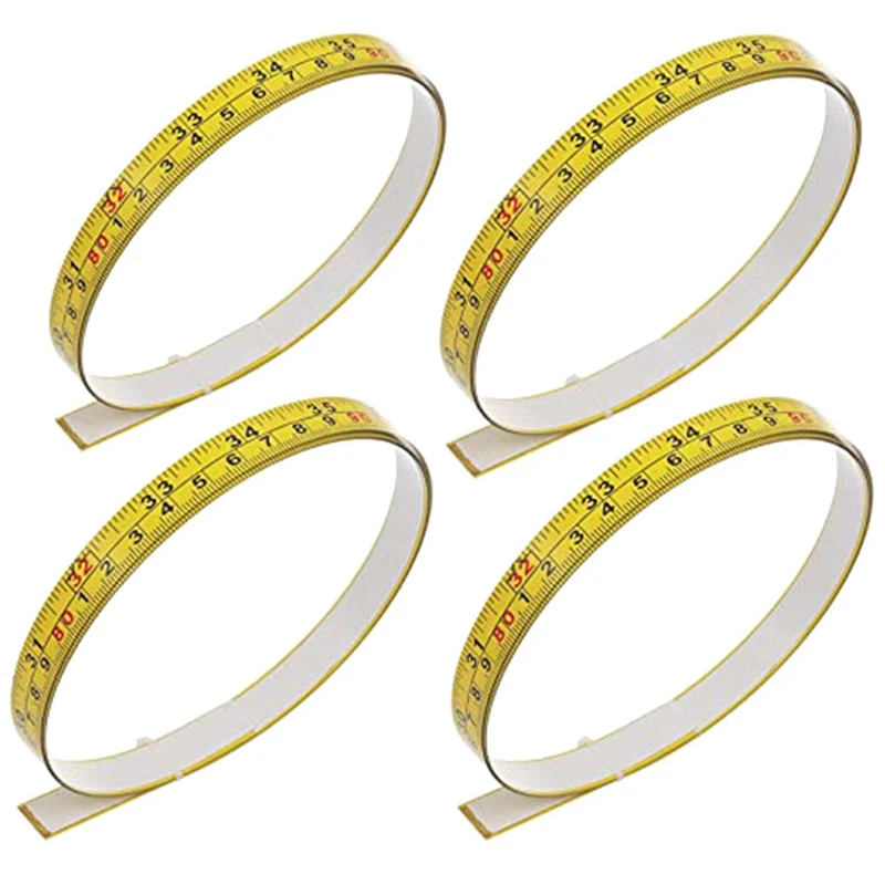 Set Of 4 Self Woodworking Ruler And Metric Graduated Tape Measures With Adhesive Woodworking Saw And Plotting