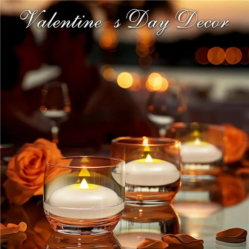 A63K-48 Pack Flameless Led Floating Candles, 200 Hour White Battery Operate Waterproof Tealights For Cylinder Vases