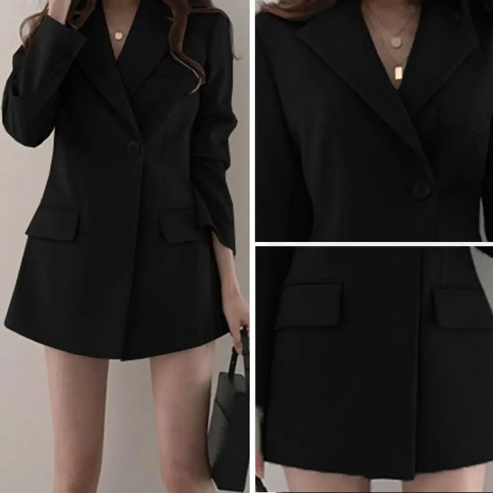 Suit Jacket Women Suit Coat Elegant Women's Suit Coat with Lapel Single Button Closure Flap Pockets for Work or Casual Outfits