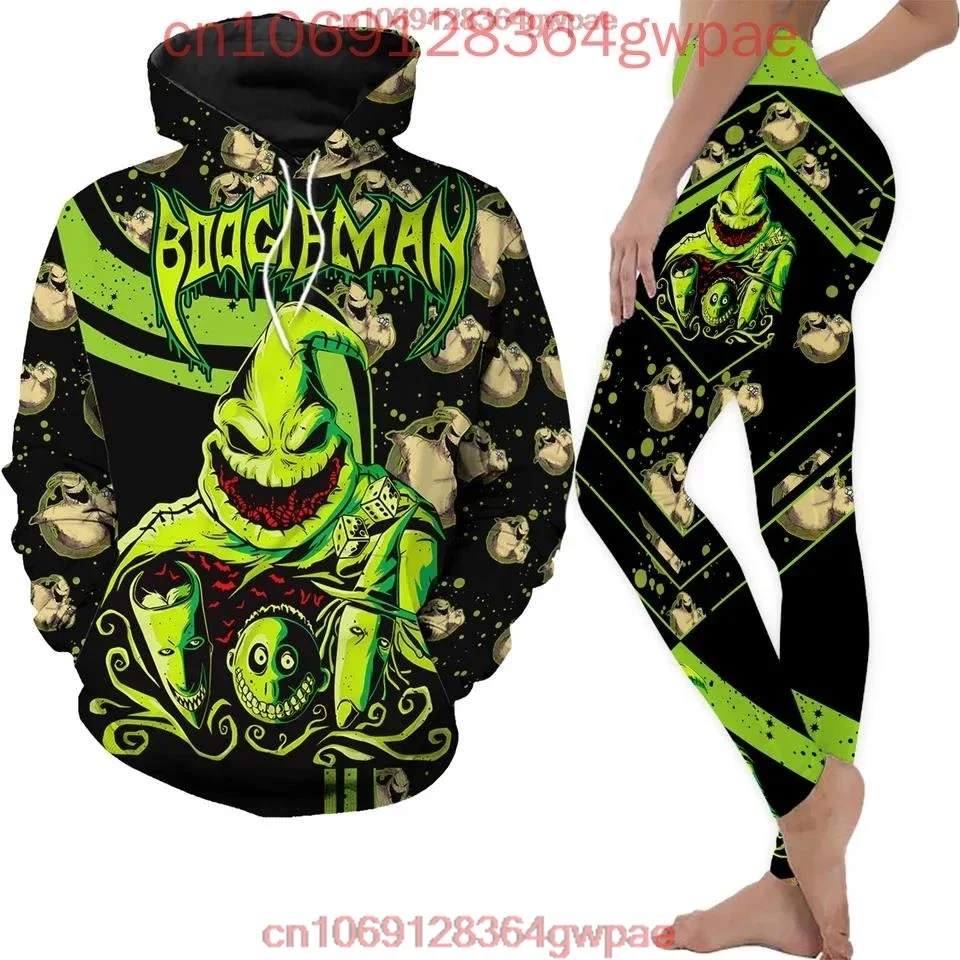 Oogie Boogie Halloween Hoodie and Leggings Women's Set The Nightmare Before Christmas Hoodie Yoga Pants Set Disney Tracksuit Set