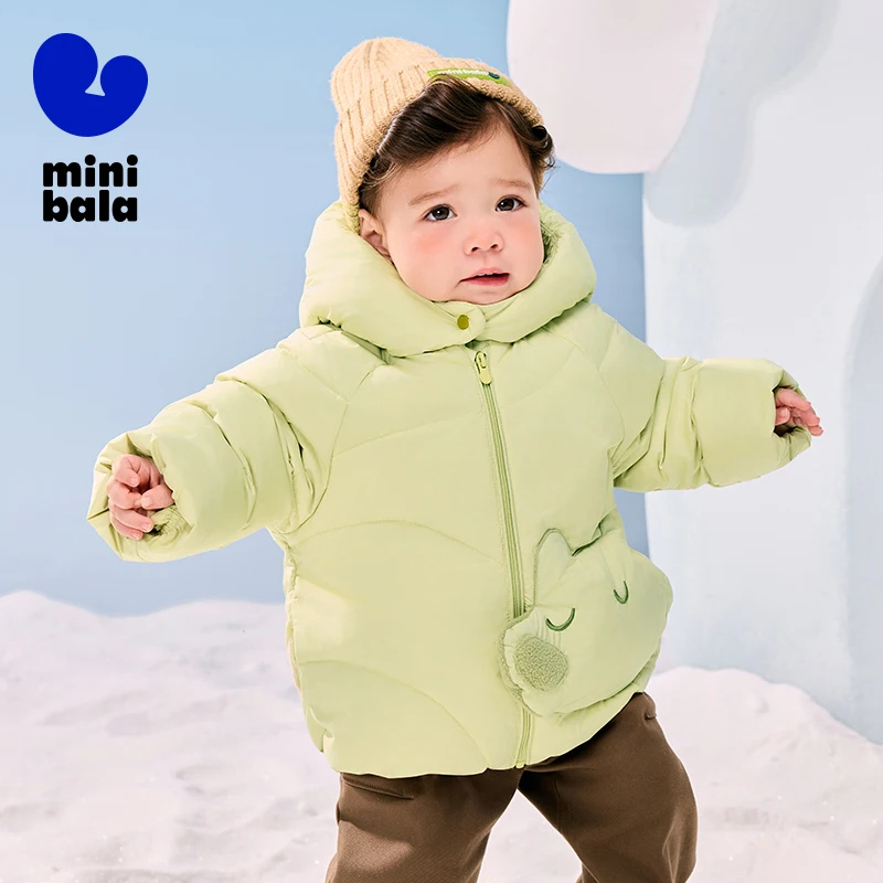 Mini Bala Down Outerwear for Boys and Girls with Hooded, Warm, Thickened Down Jacket for Babies