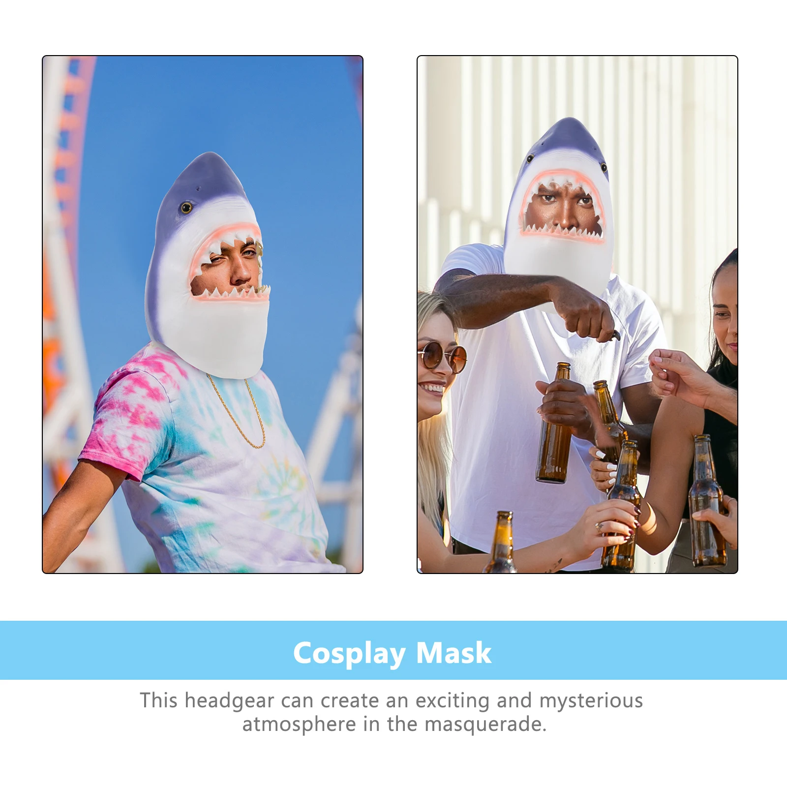 상어 헤드 기어 마스크 코스프레 가장 무도회 파티 용품 현실적인 할로윈 통기성 편안한 세균 방지 장난감