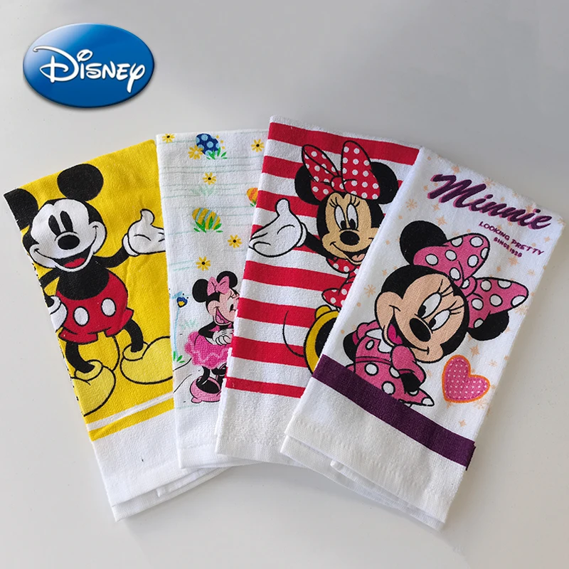 Disney Mickey Minnie Mouse Cotton Hand Towel Cute Cartoon Figures Face Pillow Milk Coffee Towels Kitchen Accessories Large Size