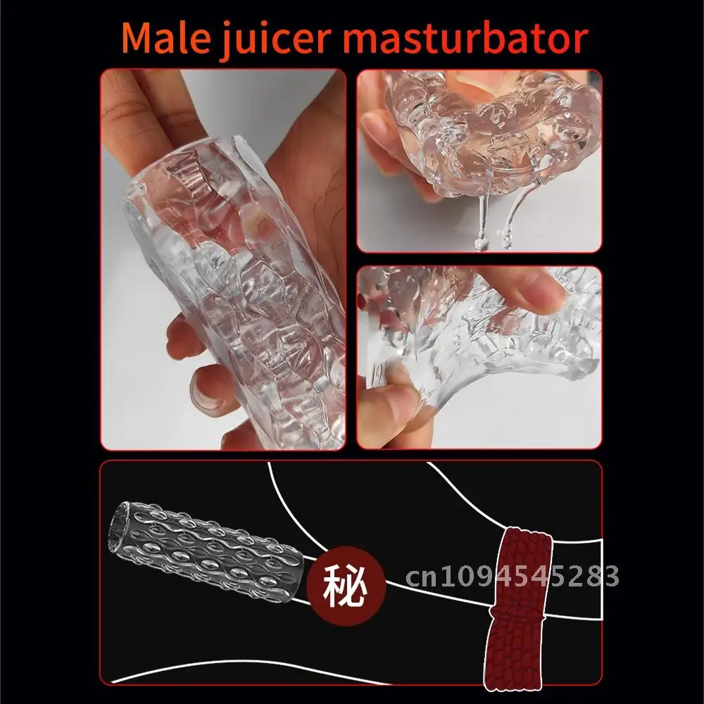 Hand Held Transparent Male Masturbator Cup Artificial Pussy Mouth Vaginal For Men Glans Sucker Penis Endurance Exercise Sex Toys