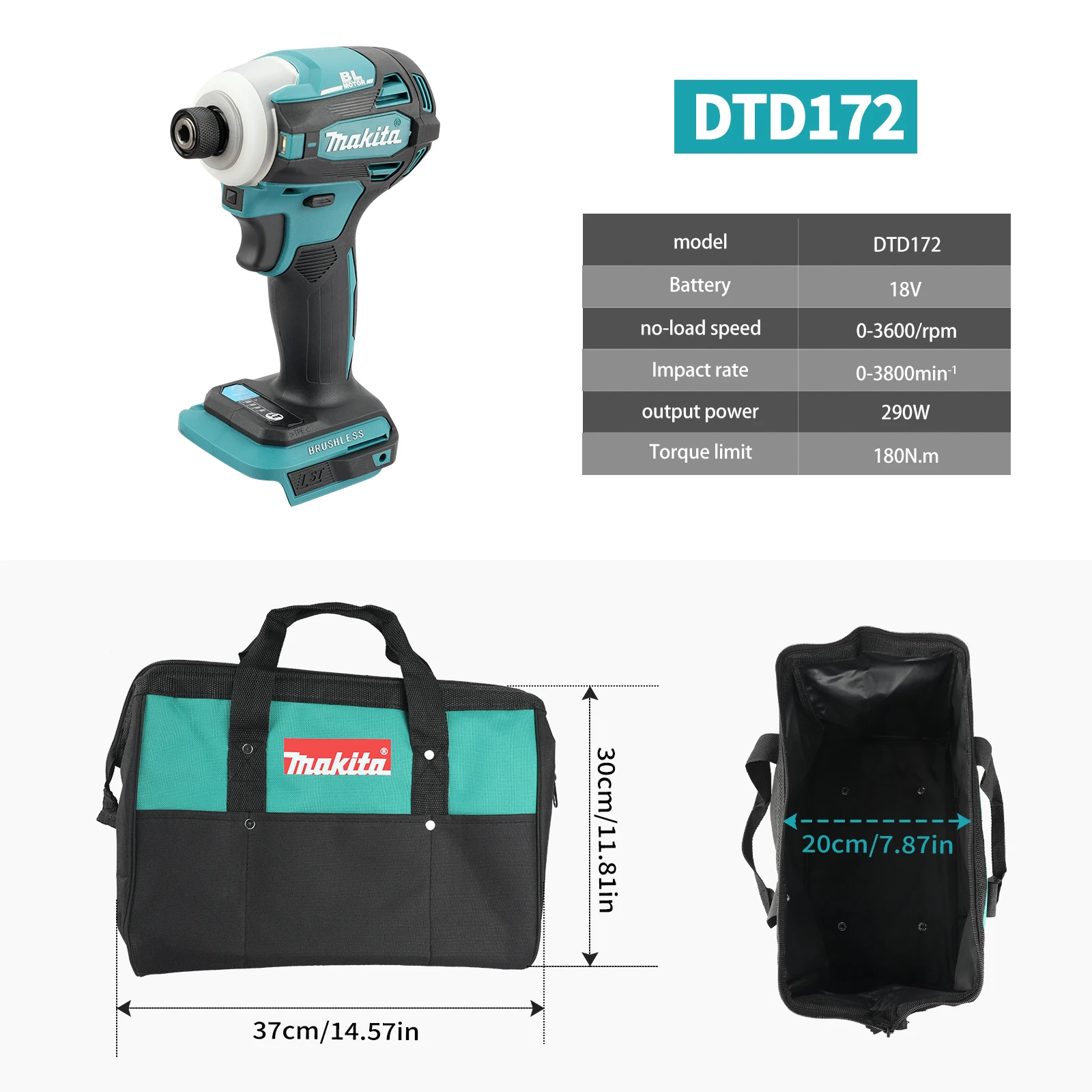 สว่านไร้สาย Makita DTD172 สว่านชาร์จไร้แปรงถ่าน 18V ไขควงไฟฟ้า สว่านกระแทก สว่านไฟฟ้า เครื่องมือไฟฟ้า