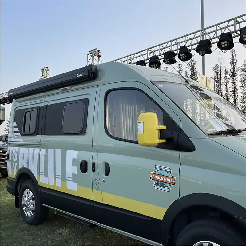 Awnlux W5500 Electric Full Cassette Waterproof Side Mounted Awning Customized Fabric for Camper Van Conversion Adventure Van