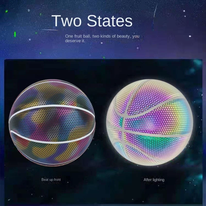 Reflektierender Basketball leuchtender leuchtender Ball Feuchtigkeitsaufnahme Farbe Erwachsene Nr. 7-Trainingsbasketball