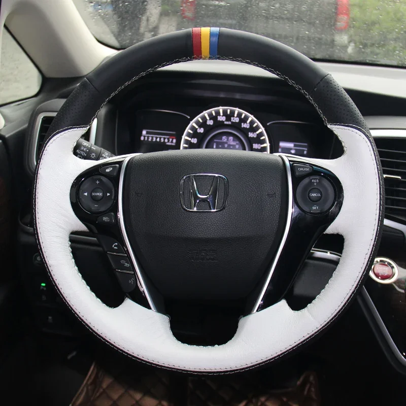 

DIY Leather Hand Sewn Car Steering Wheel Cover for Honda 10th-generation Civic CRV Breeze Crider Vezel Accord Jade XRV Fit