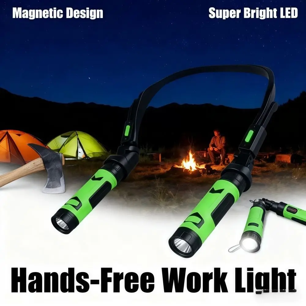 Strong Light LED Neck Light Rechargeable Dual Lights Neck Flashlight Lightweight Magnetic BBQ Lamp Fishing Repair Camping BBQ