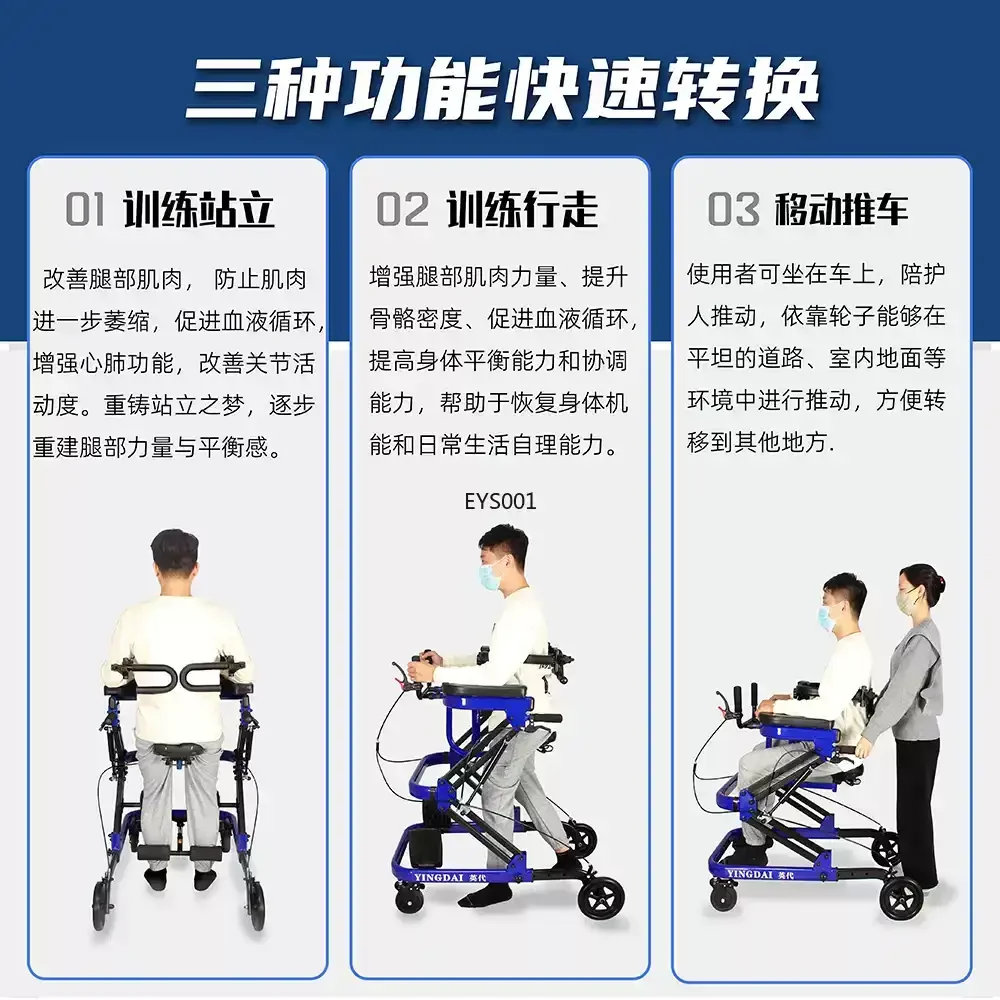 Multifunctional Adult Walker - Seniors Walking Aid & Rehabilitation Equipment with Lower Limb Training & Standing Support