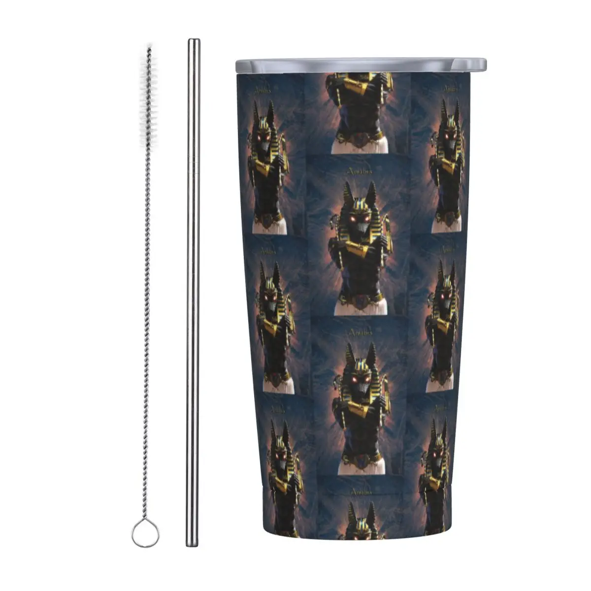 Ancient Egypt God Anubis Egyptian Pharaoh Stainless Steel Tumbler Vacuum Insulated Mug Thermal Cold Cup Straw With Lid 20oz