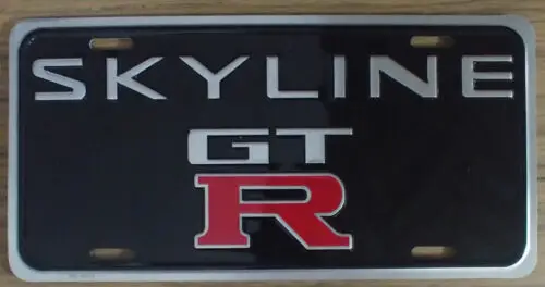 Vintage Skyline GTR GT-R Auto License Plate Embossed Metal New Old Stock #2726 Aluminum