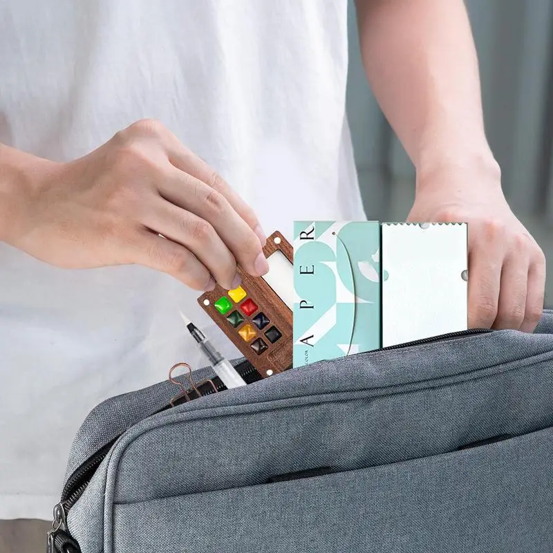 Travel Paint Palette Kit Wooden Palette Travel Set Wooden Travel Paint Palette Small Portable Watercolor Paint Set For Outdoors