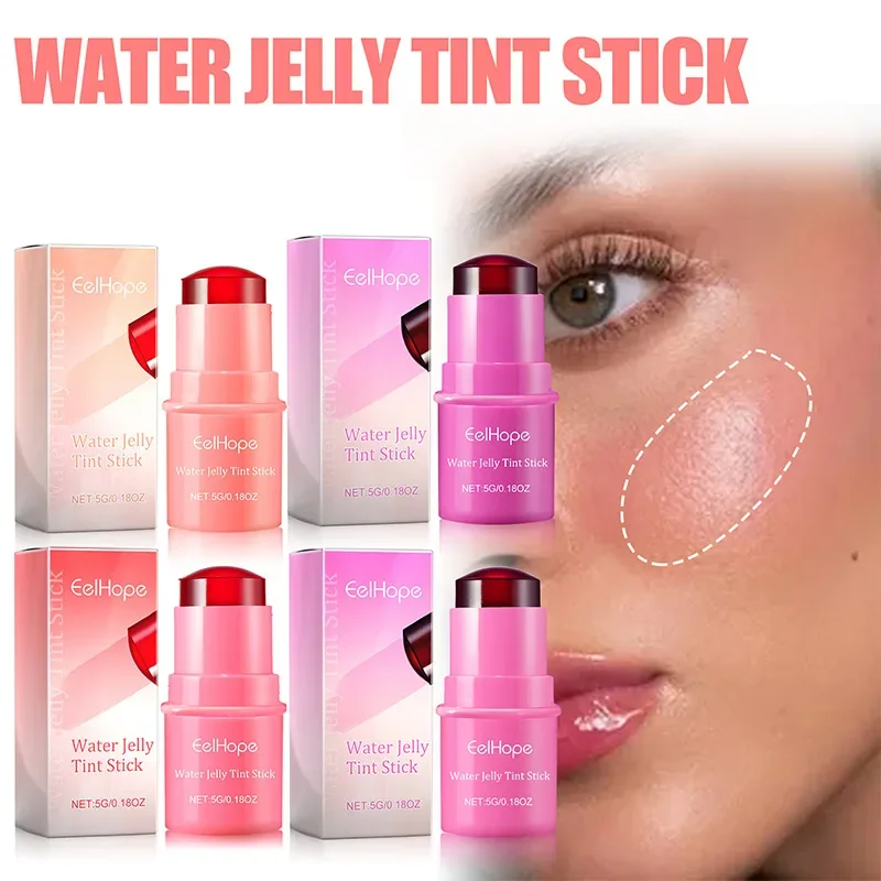 Leite Jelly Bochecha Tint Blush, Blush Hidratado, Adesivo de Água, Longa Duração, Iluminar Matte, Contorno Facial, Maquiagem Rouge, 3 em 1