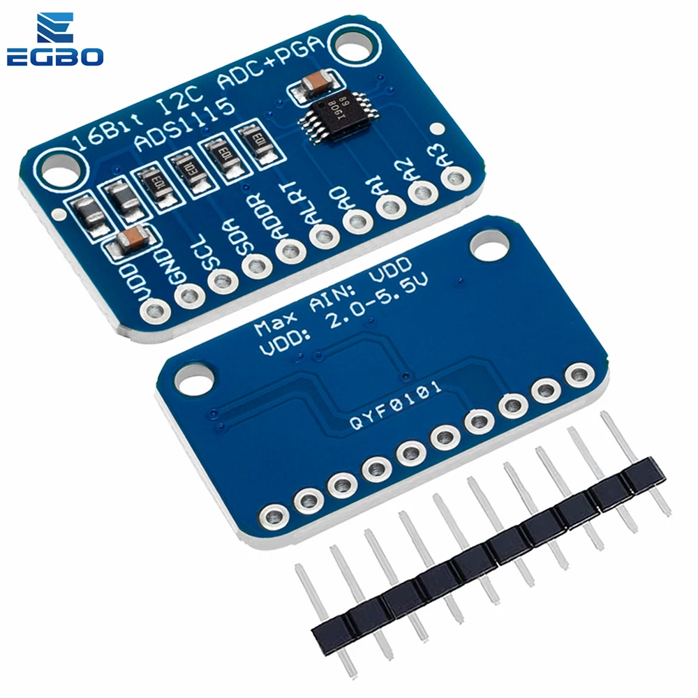 EGBO-Módulo ADS1015 para Arduino, amplificador de 4 canales con ganancia Pro, púrpura y azul para Arduino RPi, de 1 piezas a 10 piezas, 12 bits/16 bits, I2C, ADS1115