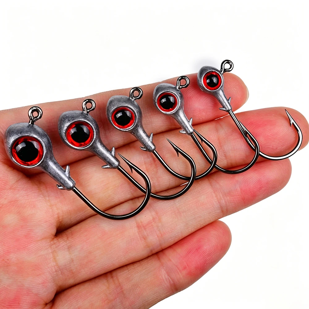 Proberos 10 Stück/Set Jigkopf-Angelhaken 2,5g-10g Gewichteter Haken Jig-Angelhaken Weicher Wurmhaken für Barsch-Angeln – Detail 11
