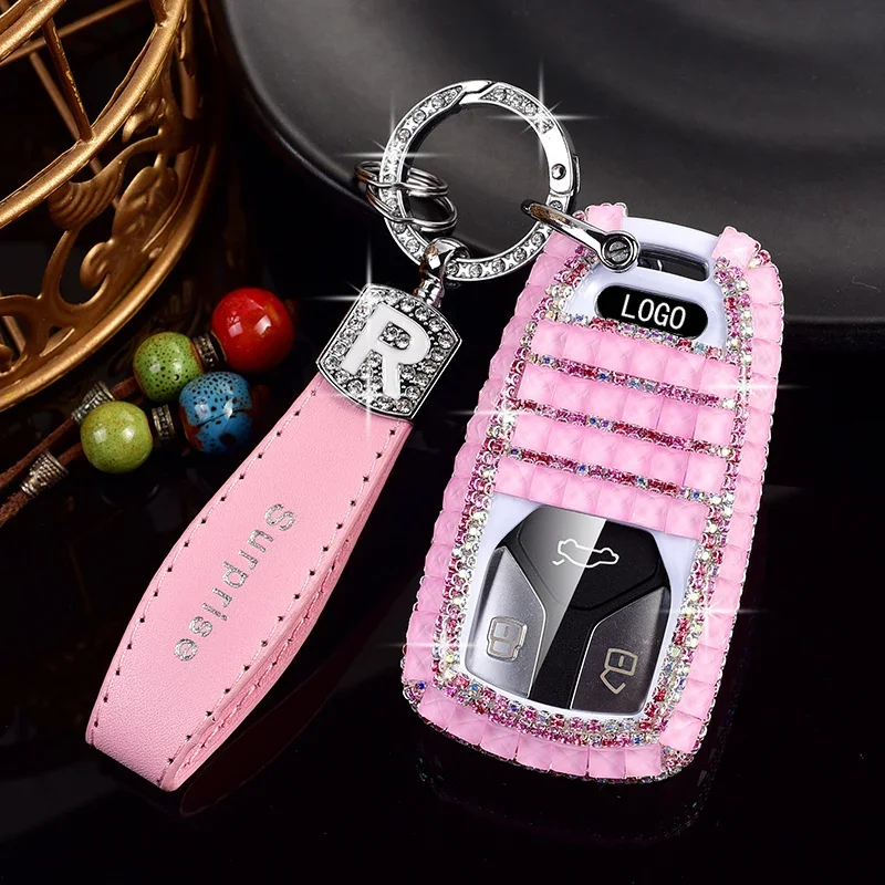 

Fashion Sparkling Rhinestone For Audi Car Key Fob Cover A3, A4, A4L, A6L, Q5L, B9, A5, A6, 8S, 8W, Q3, Q5, Q7, S4, S5, S7, TT, T