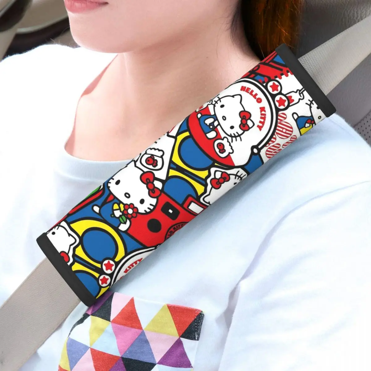 

Пользовательский японский мультфильм Hello Kitty, милый автомобильный ремень безопасности, чехол, комплект из 2 упаковок, ремень безопасности, наплечная накладка