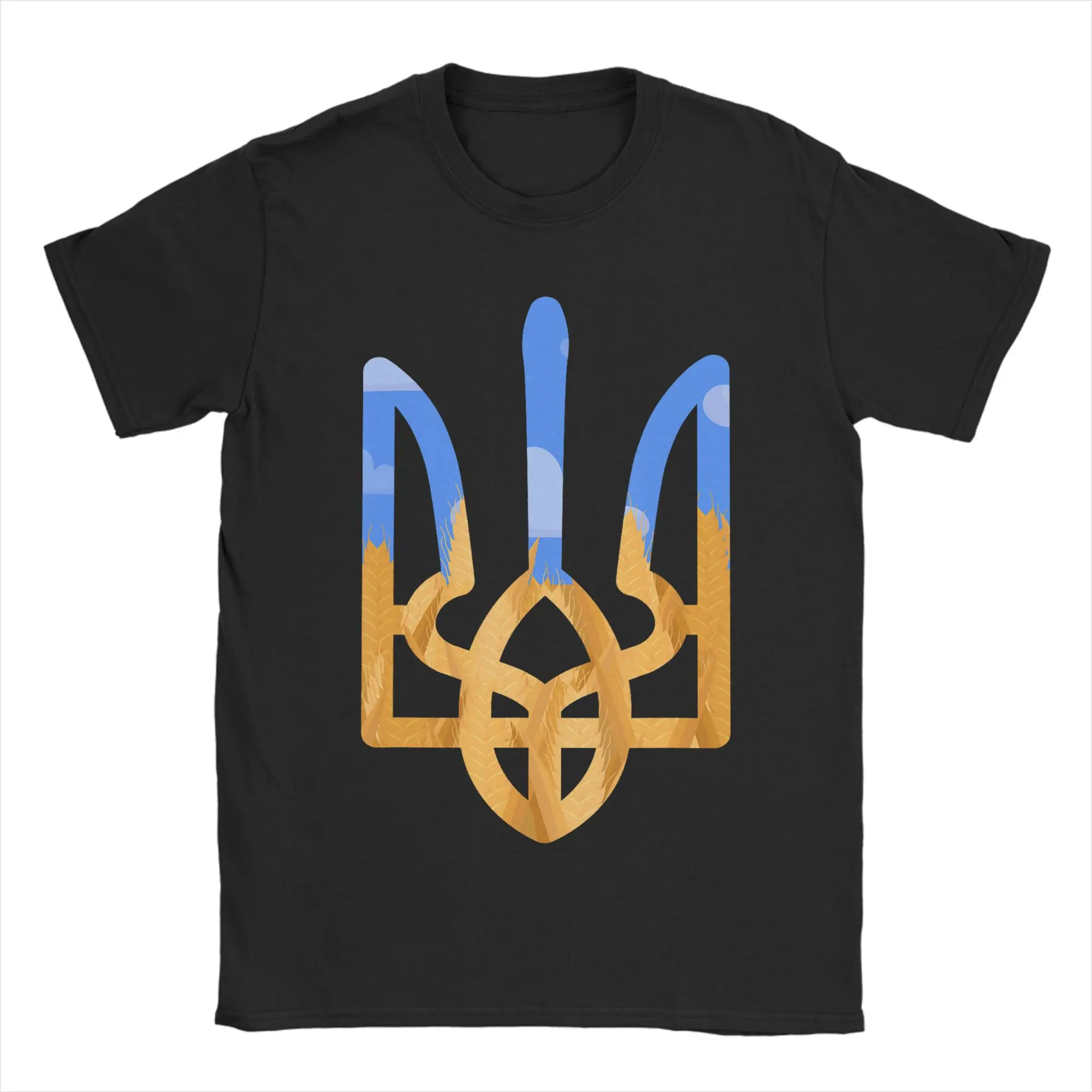 

Men's T-Shirts Ukraine Coat Of Arms Ukrainian Power Vintage Pure Cotton Tees Short Sleeve T Shirt Crewneck Clothing 6XL