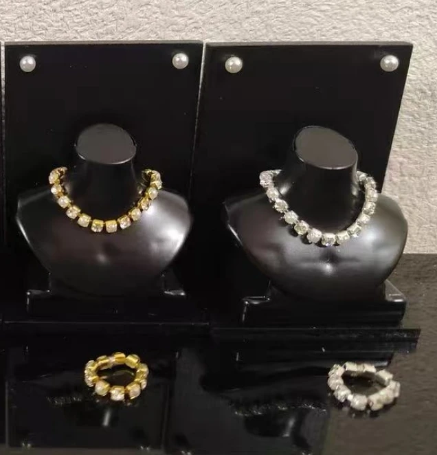 NONE 1:6 Puppe Mini Schmuck Ohrring Halskette Set für Puppe dekorativ, Miniatur Kristall Diamant Halskette Ring Puppe Geschenk Zubehör 7