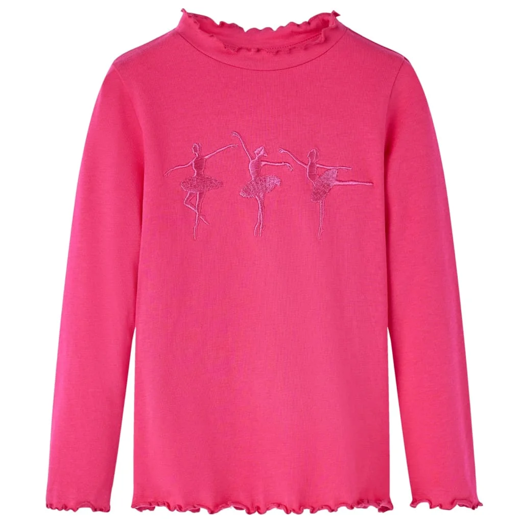 Kids' T-shirt with Long Sleeves Bright Pink