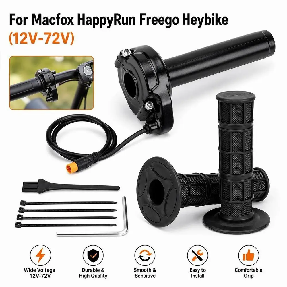 Anti-Slip Full Twist Throttle 3 Pin Waterproof Connector Electric Bicycle Accelerator for Macfox HappyRun Freego Heybike