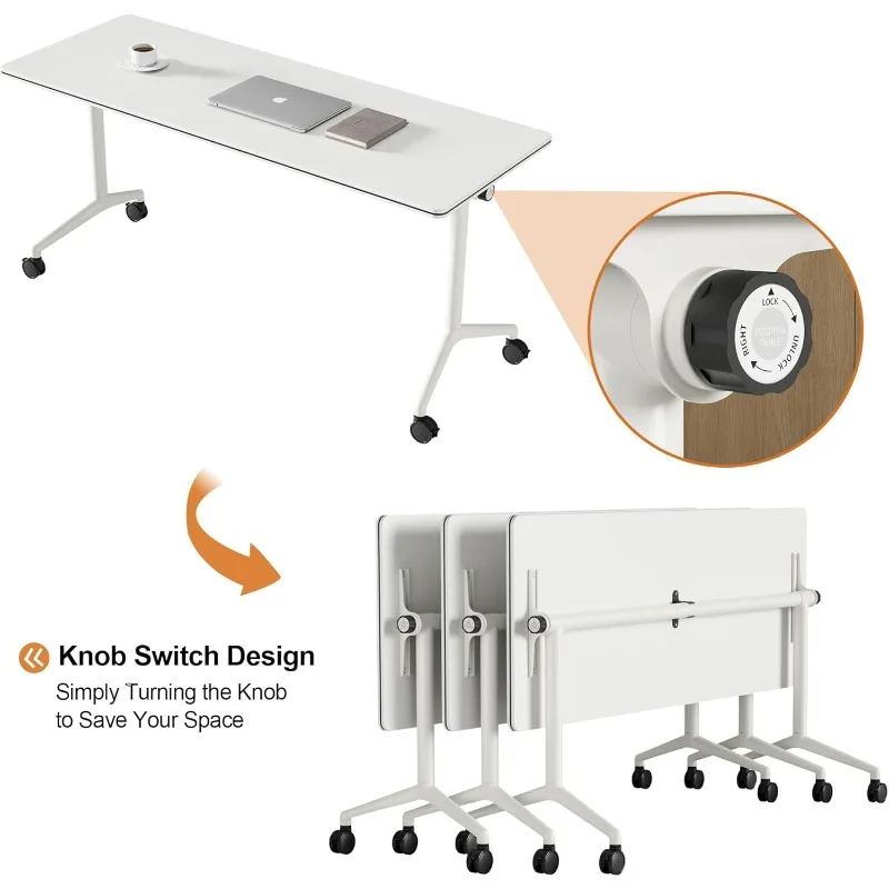 المنزل. طاولة غرفة الاجتماعات، عبوة واحدة، طاولات تدريب حديثة قابلة للطي مع سطح قلاب، طاولة متنقلة بأربعة عجلات قفل، #5