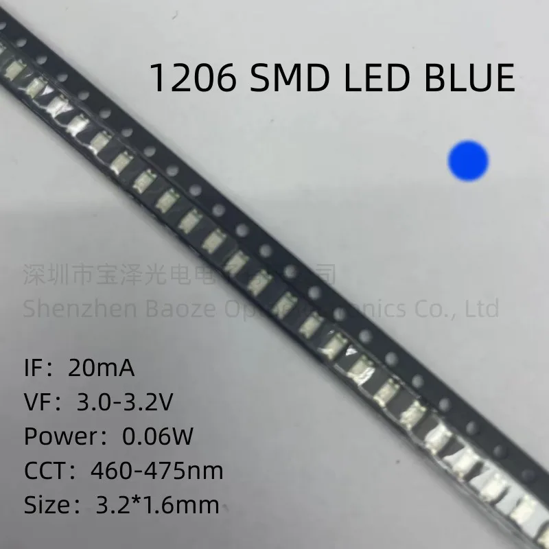 1206 SMD LED czerwony żółty zielony biały niebieski pomarańczowy różowy lód niebieski 3216 dioda emitująca światło 100 sztuk/partia