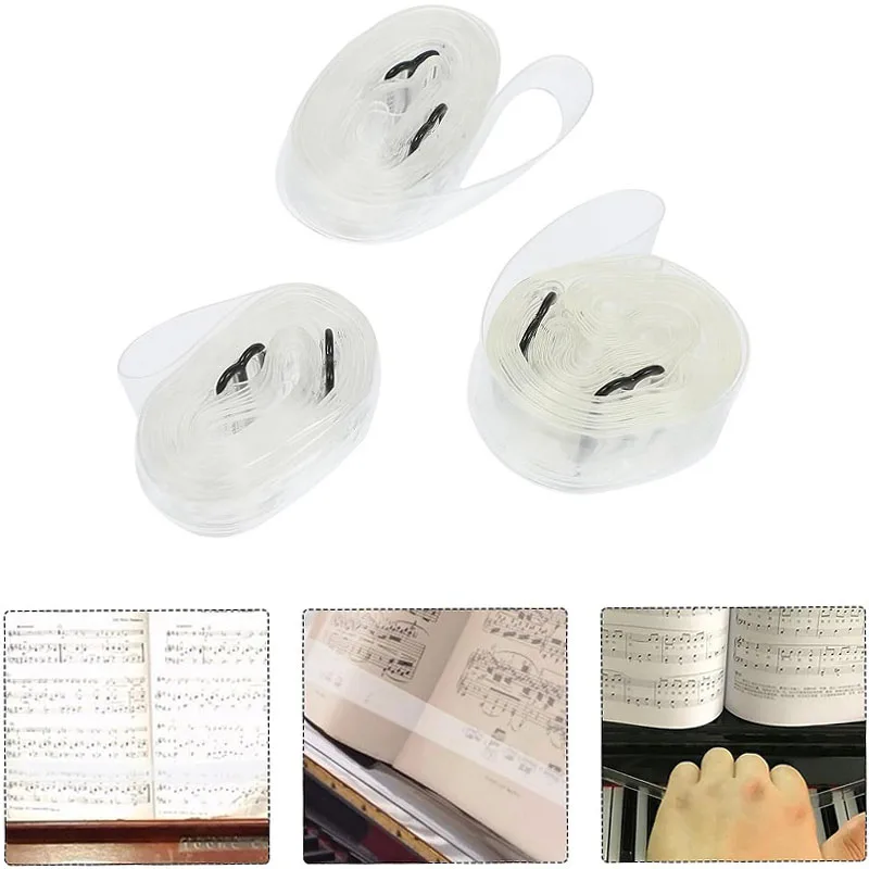 Music Book Clip Transparent Piano Page Sheet Pressure Band Fix Strap Music Score Folder Bookmark Stand Fixing Strip Accessories