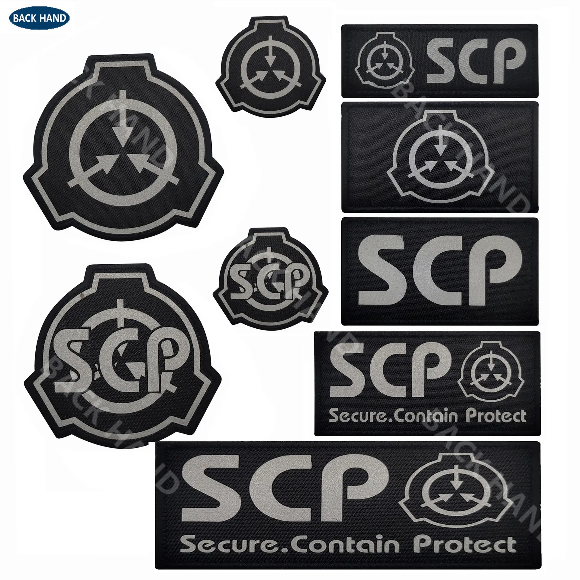 SCP Badge Foundation Paranormal Suppression Foundation Embroidered  Armband Backpack Patch Cap Sticker Reflective Back Sticker