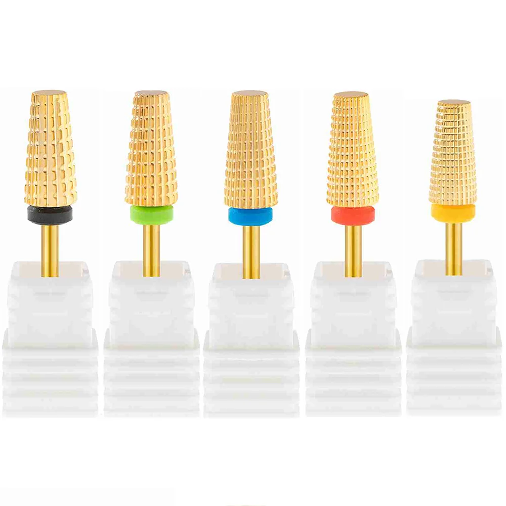 Gold Plated Tungsten Steel Nail Drill Bit Safely Remove Acrylic Hard Gel for Electric Manicure Machine Clean Tools