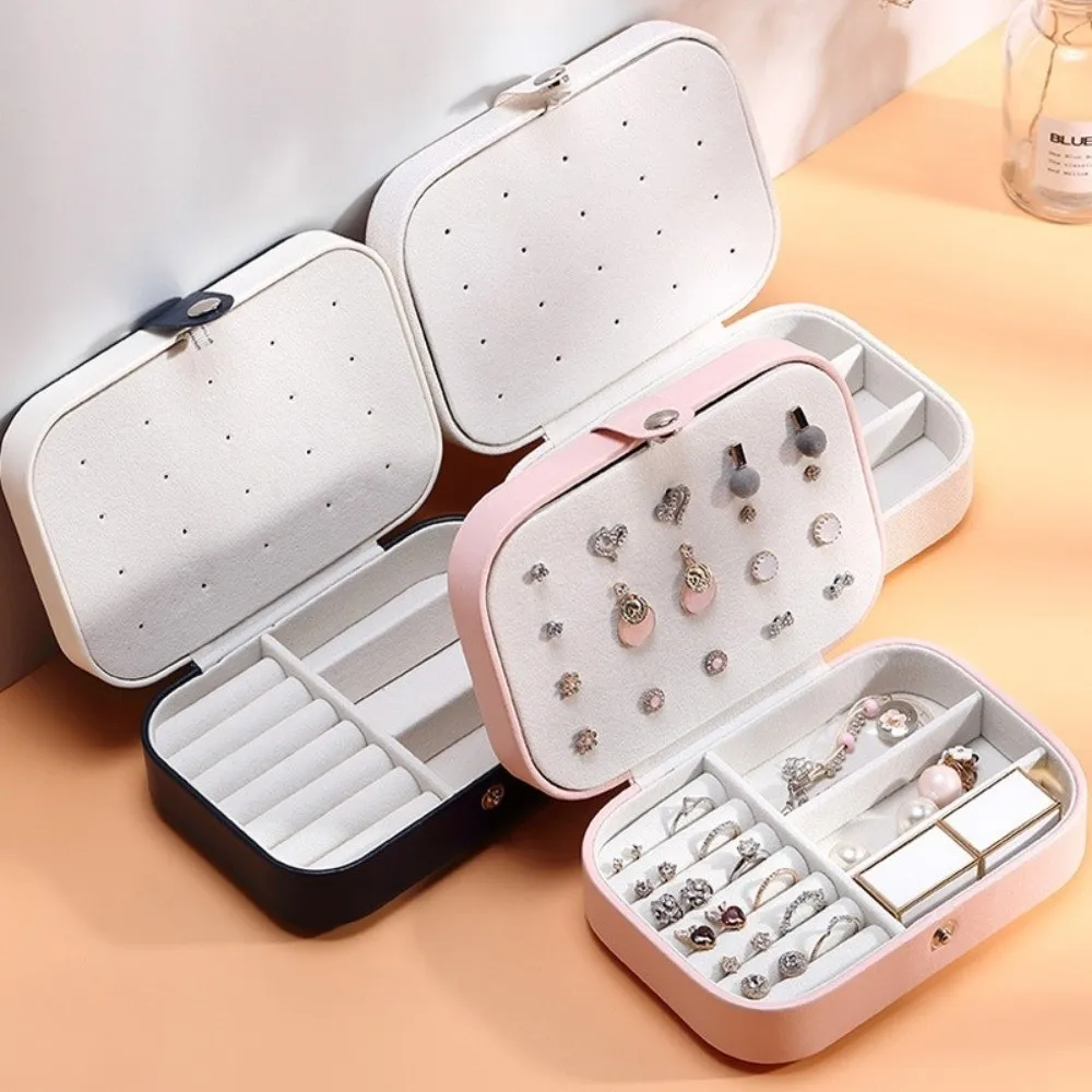 Portable PU Leather Jewelry Box Necklace Earrings Jewelry Storage Box Ring Multi-Compartment Jewelry Organizer Case Travel
