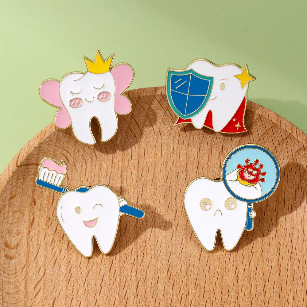 Creative Tooth Enamel Brooch Future Dentist Avocado Scalpel Bow Toothbrush Rabbit Fruit Princess Tooth Badge Punk Pins Jewelry