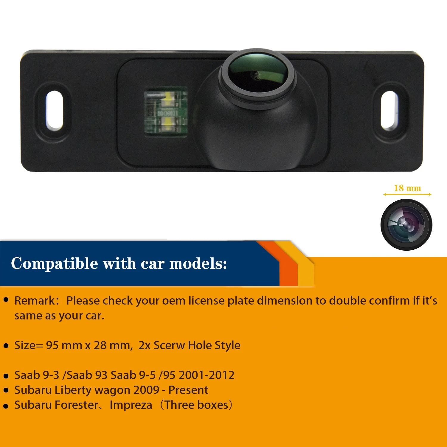 HD 1280*720P Camera for Subaru Liberty Forester Wagon/Saab 92 93 94 95 97 9X , Rear view Night Vision Backup Waterproof Camera