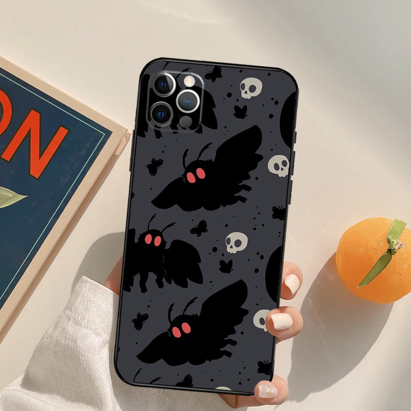 Mothman Night Grey Cover Case For iPhone 16 15 14 13 12 11 Pro Max XS XR X 12 13 Mini 16 15 Plus Fundas